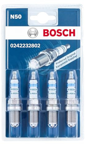 Bosch Super 4 0242232802 (N50), Zündkerzen 4er-Set - für ein zuverlässiges Kaltstartverhalten und lange Lebensdauer - mit robustem Design