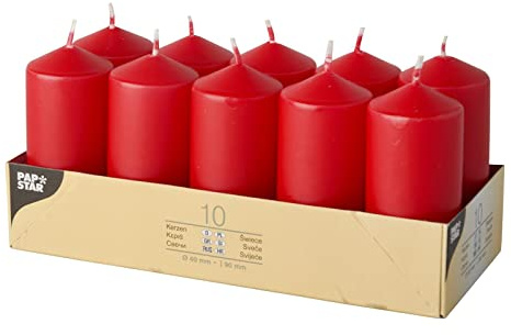 Papstar Stumpenkerzen / Säulenkerze Rot(10 Stück)