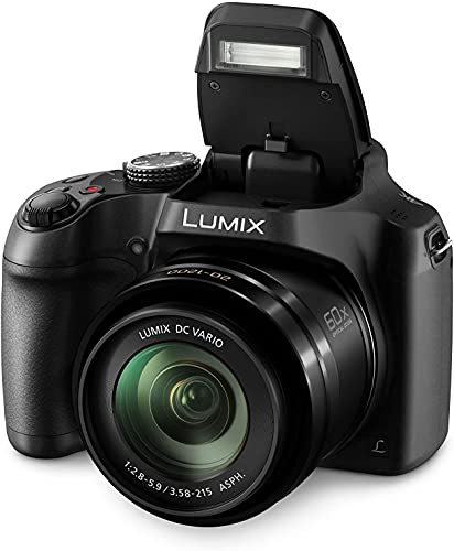 Panasonic Lumix DC-FZ82 Bridgekamera (18 Megapixel, 20 mm Weitwinkel, 60x Opt. Zoom, 4K30p Videoaufname, Hybrid Kontrast AF) schwarz