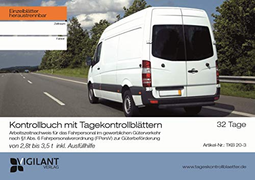 10er Pack Kontrollbuch mit 32 Tageskontrollblatt für den Güterverkehr Fahrpersonalverordnung (FPersV) | Premium-Qualität