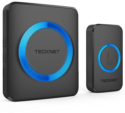 TECKNET Funkklingel, IP65 Funk klingel Set Aussen Wasserdicht, Kabellose Türklingel 400m Reichweite, Haustür Klingel kit mit 1 Plug-In-Empfänger und 1 Sender, 60 Melodien doorbell Mit LED-Blitz
