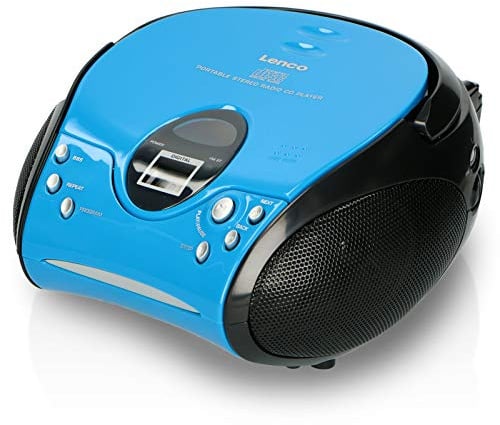 Lenco SCD-24 CD Player, Radio-CD Player , auch für Kinder, Tragbar, CD Spieler - Stereo - LCD - Display - Kopfhöreranschluss - Batterie u. Netzbetrieb - Blau/Silber