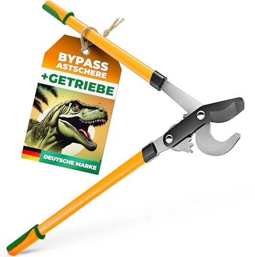 GRÜNTEK T-REX Bypass-Astschere mit 67mm SK5-Karbonstahlklingen, Antihaft-Beschichtung und 2-Gang-Getriebesystem – Präzisions-Garten-Schere für trockenes Holz, Heckenschere und Astschneider