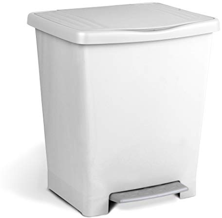 TATAY Mülleimer Für innen und außen Robuster Kunststoff Mattes Finish | Mülleimer Küche | Volumen 21 L | 33,5x30x39 cm | Für innen und außen | Für 20-30 L Beutel | Robuster Kunststoff, Weiß