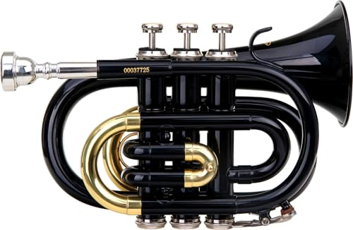 Classic Cantabile Brass TT-400 Bb-Taschentrompete (Messing, Schallbecher Durchmesser: 93 mm, Bohrung: 11,8 mm, Stimmung: B, inkl. Leichtkoffer, Mundstück, Putztuch, Handschuhe) schwarz