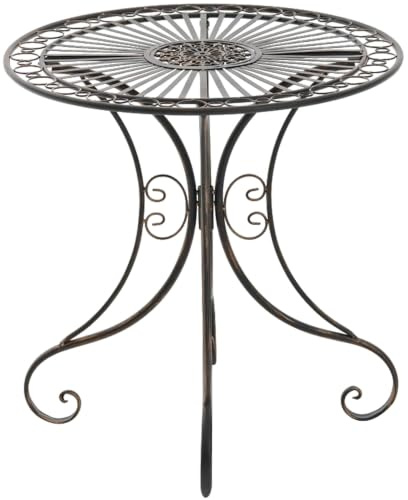 CLP Gartentisch Hari im Jugendstil, runder Bistrotisch aus Eisen mit kunstvollen Verzierungen, Beistelltisch für Garten, Balkon und Terrasse | Farbe Bronze