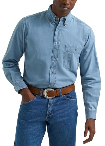Wrangler Herren Denim Rugged Wear Basic One Pocket Denim Shirt