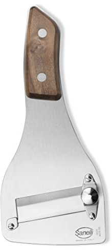 Sanelli, Trüffelschneider SAN-SLICE, professioneller Holzgriff mit Schneidregler. Satin-Oberfläche, glatte Klinge, Edelstahl