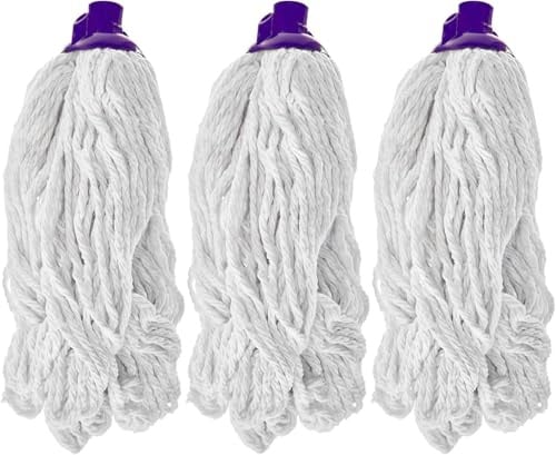 HV - Wischmopp - Parkett Baumwollmopp - Wischbezug zur Echtholz trocken und nass Bodenpflege - Set von 3 - Weiß -160 gr