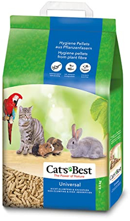 Cat's Best Universal, 100 % pflanzliche Kleintierstreu, nicht klumpende Pellets aus Pflanzenfasern – für Katzen und andere Kleintierrassen, 5,5 kg/10 l