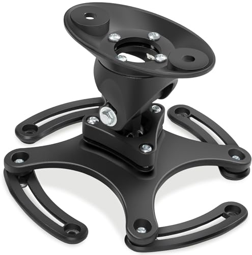 tectake® Universal Beamer Deckenhalterung, Aluminium Beamer Halterung Decke, 360° drehbar, neigbar, Traglast bis 30 kg, Projektor Halterung, geringer Abstand bei Beamer Deckenmontage- schwarz