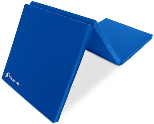 ProsourceFit dreifach faltbare dicke Trainingsmatte 183 cm x 61 cm mit Tragegriffen für MMA, Gymnastik Core-Workouts, blau
