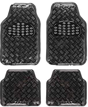 BCCORONA ALF10131 Aluminium-Gummi Teppich, 4 Stück, Schwarz, Nero