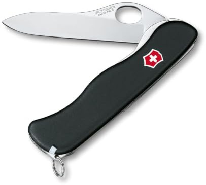 Victorinox Schweizer Taschenmesser Sentinel, Swiss Army Knife, Multitool, 4 Funktionen, Klinge, Pinzette, Zahnstocher, Feststellklinge, Schwarz