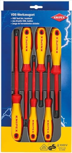 KNIPEX Schraubendreher-Paket, 00 20 12 V01 | 6-teilig, Kreuz- und Schlitzschrauben, Schraubenzieher-Set, Schraubendreher-Set