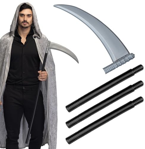 Boland 00577 - Sense zerlegbar, Länge 101 cm, Schwarz-Grau, mehrteilig, Waffe aus Kunststoff, Kostüm, Verkleidung, Accessoire, Karneval, Fasching, Mottoparty, Halloween