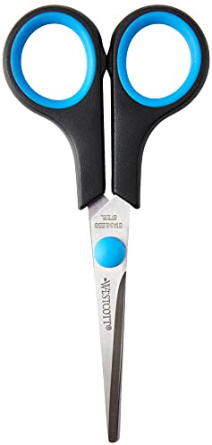 Westcott E-30252 00 Schere Easy Grip Lefty rostfrei, gerade, symmetrisch, 13 cm/5", für Linkshänder, blau/schwarz