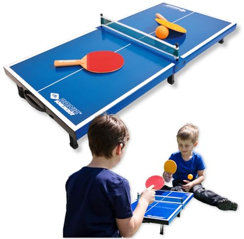 Donic-Schildkröt Tischtennis-Mini-Tisch-Set | zusammenklappbarer Tisch 68 x 33 x 9 cm | inkl. 2 Mini-Schläger, Ball & Netz | Perfekt für Zuhause, Reisen und Freizeitaktivitäten