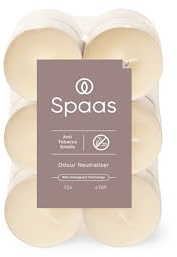 SPAAS 12 Anti-Tabak Maxi Teelichter, ± 10 Stunden - elfenbein, Woll-weiãÿ