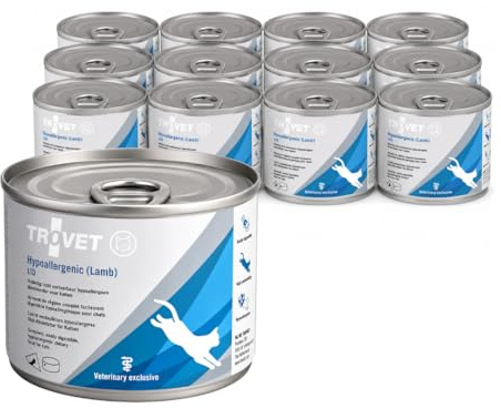 Trovet Hypoallergenic LRD | 12 x 200 g | Diät-Alleinfuttermittel für Katzen | Bei wiederkehrenden Struvitkristallen | Bei Futtermittelallergien und -intoleranzen | Lamm-Reis