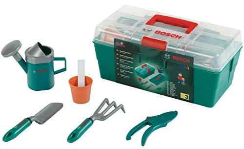 Theo Klein 2791 Bosch Gartenprofibox I Kinder-Gartenset in robuster Box I Hochwertiges Zubehör wie Schaufel, Hacke u.v.m. I Maße: 31,8 cm x 14 cm x 17,1 cm I Spielzeug für Kinder ab 3 Jahren