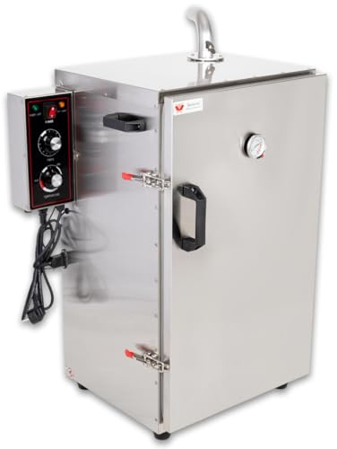Beeketal 'BDSH-S03' elektrischer Edelstahl Räucherofen mit Wärmedämmung (doppelwandig), Räucherschrank mit Zeitsteuerung, Thermostat (30-135°C) und Gewürzschublade - (H/B/T) ca. 900 x 600 x 410 mm