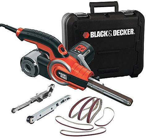BLACK+DECKER Bandschleifer KA902EK-QS – für Holz, Metall, Stein, mit Absaugvorrichtung, ideal für schwer zugängliche Stellen