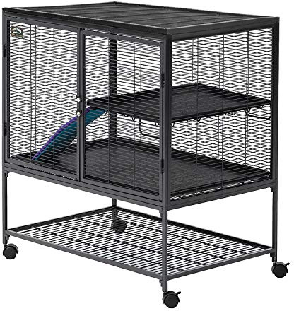 MidWest Homes for Pets Critter Nation Kleintierkäfig, Einzeleinheit, 2 Ebenen, inklusive Bodenwanne, Regal, Rampe und Bezug, für Ratten, Frettchen, Chinchillas, Kurzkopfgleitbeutler