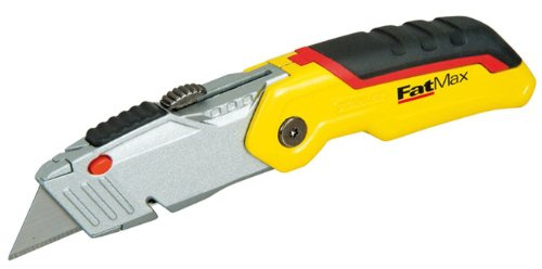 Stanley FatMax Klappmesser 0-10-825 (mit einziehbarer Klinge, ergonomisches Design, werkzeugloser Klingenwechsel, mit Bandschneider, Gürtelclip & 3 Trapezklingen)