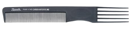 Jäneke Profi-Gabel-Toupierkamm 55862 aus Carbon (antistatisch), Karbonkamm zum Frisieren & Toupieren, Länge 21,5 cm, feine Zahnung