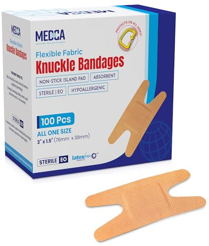 Flexibel Pflaster für Knöchel – Biegbares Material, Selbsthaftende Bandagen, Fingerpflaster für die Pflege und Schutz von Wunden vor Infektionen (100er Packung)