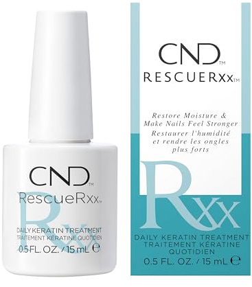 CND - RescueRxx, Tägliche Keratinbehandlung, Nährt und Repariert Beschädigte Nägel, mit Jojoba- und Mandelöl, Reduziert das Abblättern, für Gesündere Nägel, 15ml