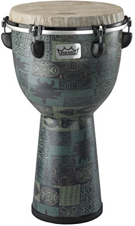 Remo DJ-3112-32 Djembe Apex 12 | Leichter ABS-Kunststoffkorpus mit Skyndeep Fell und Green Kinte Kloth Design.