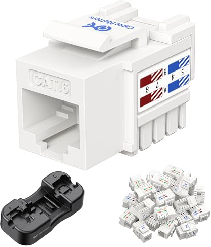Cable Matters [UL-gelistet] 25er-Pack Cat 6 Keystone Jack in Weiß | Keystone RJ45, Keystone Modul, RJ45 Buchse, Includes Punch-Down Stand, Ethernet Modular Jack