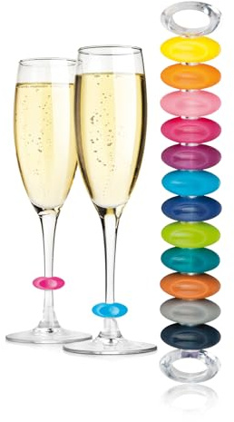 Tescoma Party-Ring Glasmarker für Stielgläser UNO VINO, 12 Farben | in 12 verschiedenen Farben, hervorragend zum Gläser markieren bei Feiern, Produktlinie Uno Vino