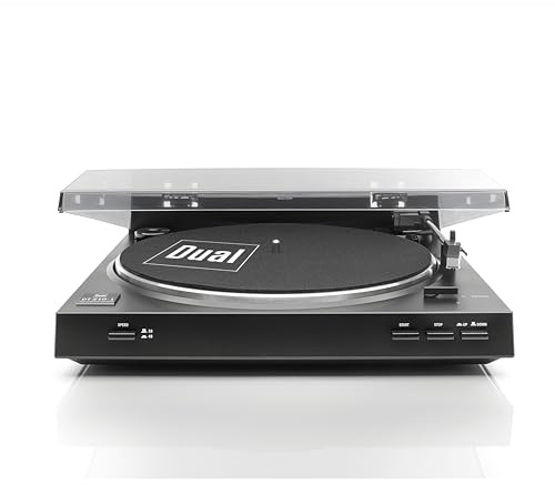 Dual DT 210-1 USB-Plattenspieler, 2 Geschwindigkeiten, Magnet-Tonabnehmer-System, Riemenantrieb, USB-Anschluss für Digitalisierung, Schwarz