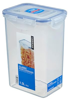 LocknLock CLASSIC Frischhaltedose | 1,3 L | 13,5 x 10,2 x 18,5 cm | 100 % luft- und wasserdichte Vorratsdose | Spülmaschinen-, und Mikrowellengeeignet | BPA-Frei | 4-fach Sicherheits-Verschluss