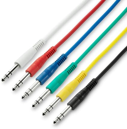 Adam Hall Cables 3 STAR BVV 0060 SET - Patchkabel Set | 6,3mm Klinkenstecker stereo auf 6,3mm Klinkenstecker stereo; 6 Stück; bunt; 0,6m