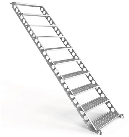 Scafom-rux Bautreppe aus Stahl 2,9 x 0,8 m – Feldlänge 2,00 m, feuerverzinkt, 80 cm Stufenbreite, 20 cm Stufentiefe, für Gerüste mit Rohrauflage Ø 48,3 mm