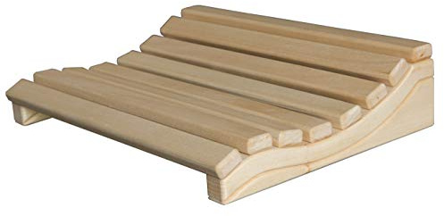 SUNNYDEALS Holz Sauna-Kopfstütze | ergonomische Sauna Kopflehne aus Espenholz | wellenförmiges Saunazubehör | Sauna Nackenkissen ca. 29 x 37 x 8 cm