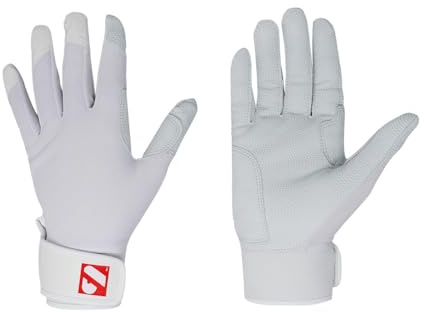 BARNETT BBG-01 Baseball Schlagmann Batting Handschuhe (Weiß, L)