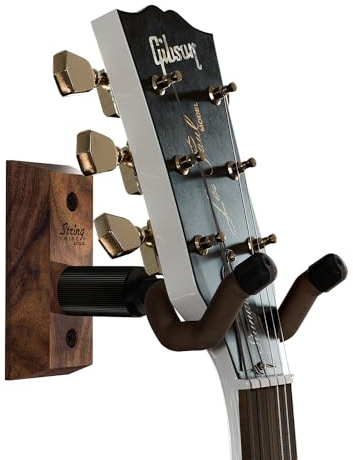 String Swing CC01K-BW - Gitarrenhalterung Gitarrenhalter Für die Wand - Gitarrenständer and Gitarrenwandhalter - schwarze Walnuss