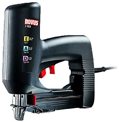 Novus Elektrotacker J-165 Profi, rückschlagarmer Universal-Tacker, Nachschlagfunktion, verarbeitet Feindraht- und Flachdrahtklammern sowie Nägel