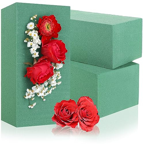 com-four® 3X Steckschaum für Blumengestecke, Steckschwamm für Frischblumen | Steckmasse zum Basteln - Blumensteckschaum - Steckmoos für Feiern - Hochzeit und Geburtstag