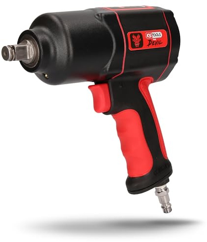 KS Tools THE DEVIL Schlagschrauber Druckluft 515.1200 I Druckluft Schlagschrauber mit praktischem Umschalthebel L/R I Hochleistungs-Doppel-Hammer-Schlagwerk