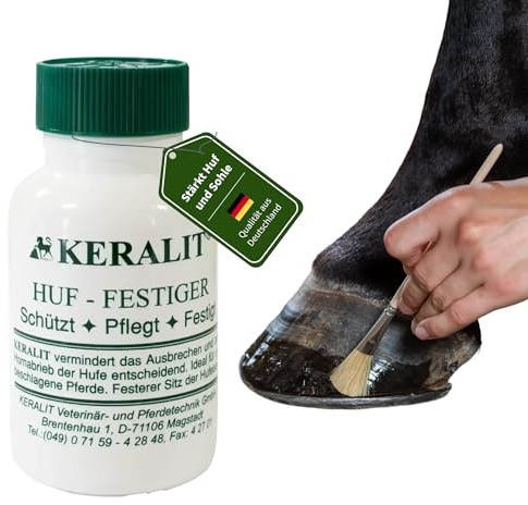 Keralit Huf-Festiger für Pferde – Hufpflege bei White Line Disease, lockeren Eisen & Hornabrieb – Stärkt Hufsohle, Tragrand & Weiße Linie – Ideal für Barhuf & Beschlagen – 250 ml