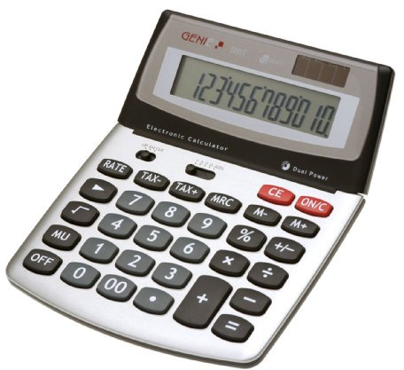 Genie 560 T 12-Stelliger Design-Tischrechner, Dual-Power (Solar und Batterie), Jumbo-Display Taschenrechner, Silber/Grau