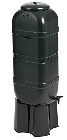 Strata Regentonnen-Set, 4-teiliger Standfuß und Regensammler, 100 L, Schwarz, 36 x 32 x 96 cm