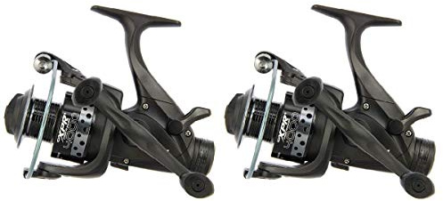 2x Karpfen Angeln Baitrunner Rolle mit Twin Griff und 10Kugellager + Ersatzspule