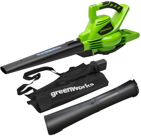 Greenworks GD40BV Akku Laubsauger / Laubbläser mit bürstenlosem Motor, 280 km/h, 9,63 m³/min, 45L Fangsack OHNE 40V Akku & Ladegerät, 3 Jahre Garantie